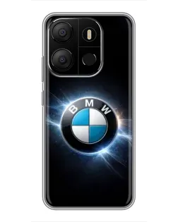 Чехол для TECNO Pop 7 с картинкой «BMW — неоновое сияние»