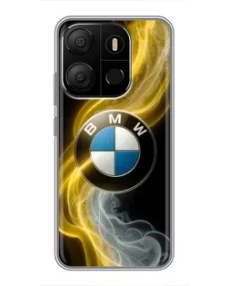 Чехол для TECNO Pop 7 с картинкой «Золотистый дым BMW»