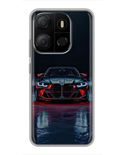 Чехол для TECNO Pop 7 с картинкой «BMW на мокрой дороге»
