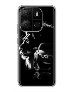 Чехол для TECNO Pop 7 с картинкой «BMW и лев»