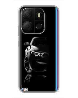 Чехол для TECNO Pop 7 с картинкой «Силуэт BMW в темноте»
