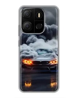Чехол для TECNO Pop 7 с картинкой «BMW в дыму»