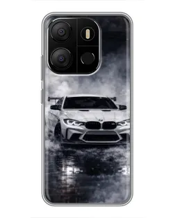 Чехол для TECNO Pop 7 с картинкой «BMW сквозь туман»