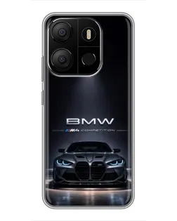 Чехол для TECNO Pop 7 с картинкой «BMW сквозь ночной город»