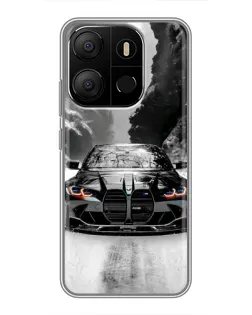 Чехол для TECNO Pop 7 с картинкой «BMW — акварельный дрифт»