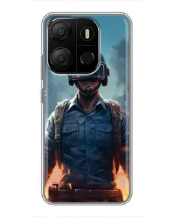 Чехол для TECNO Pop 7 с картинкой «PUBG — реалистичный герой»