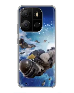 Чехол для TECNO Pop 7 с картинкой «Десант PUBG — прыжок»
