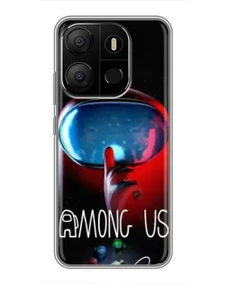 Чехол для TECNO Pop 7 с картинкой «Красный импостер — макро»
