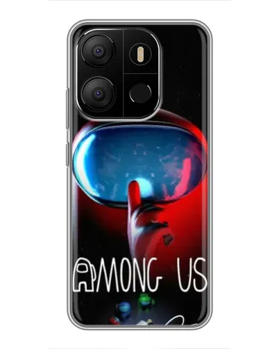 Чехол для TECNO Pop 7 с картинкой «Красный импостер — макро»