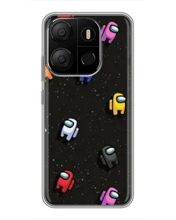 Чехол для TECNO Pop 7 с картинкой «Космический паттерн Among Us»