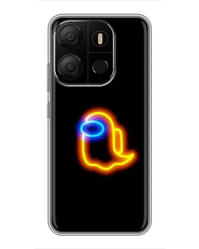 Чехол для TECNO Pop 7 с картинкой «Among Us неоновое сияние»