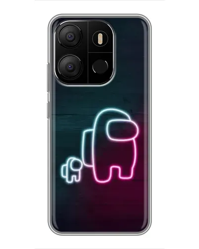 Чехол для TECNO Pop 7 с картинкой «Among Us неон-арт»