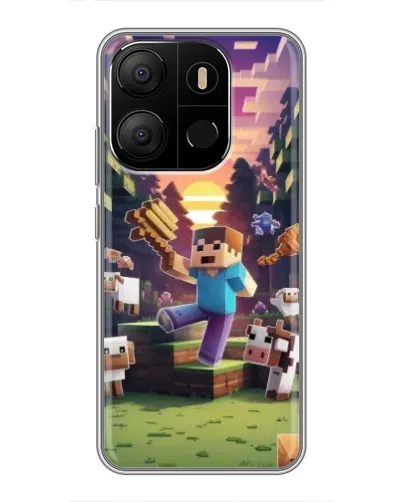 Чехол для TECNO Pop 7 с картинкой «Стив на ферме»