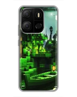 Чехол для TECNO Pop 7 с картинкой «Minecraft лесной пейзаж»