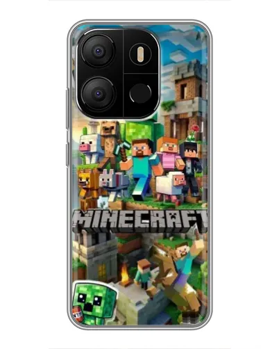 Чехол для TECNO Pop 7 с картинкой «Замок Minecraft»