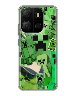 Чехол для TECNO Pop 7 с картинкой «Криперы Minecraft»