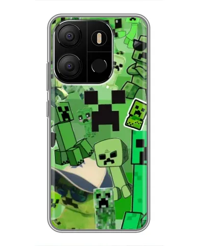 Чехол для TECNO Pop 7 с картинкой «Криперы Minecraft»