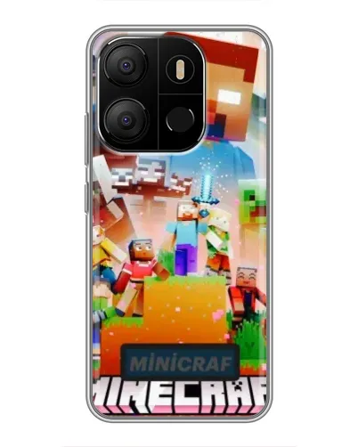 Чехол для TECNO Pop 7 с картинкой «Minecraft герои игры»