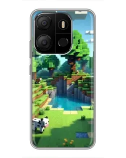 Чехол для TECNO Pop 7 с картинкой «Minecraft летний день»