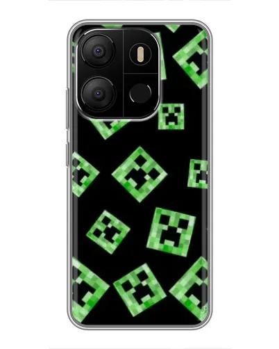 Чехол для TECNO Pop 7 с картинкой «Паттерн с криперами»