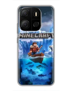 Чехол для TECNO Pop 7 с картинкой «Minecraft ледяной мир»