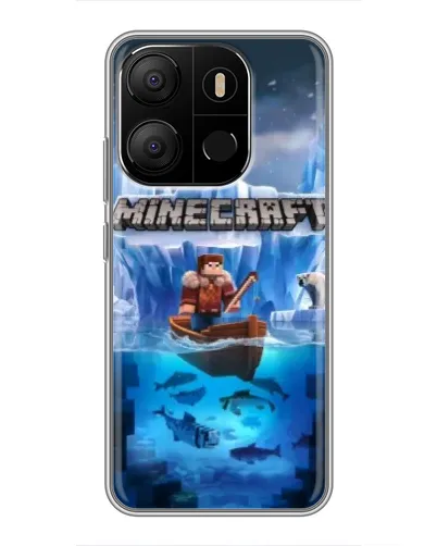 Чехол для TECNO Pop 7 с картинкой «Minecraft ледяной мир»