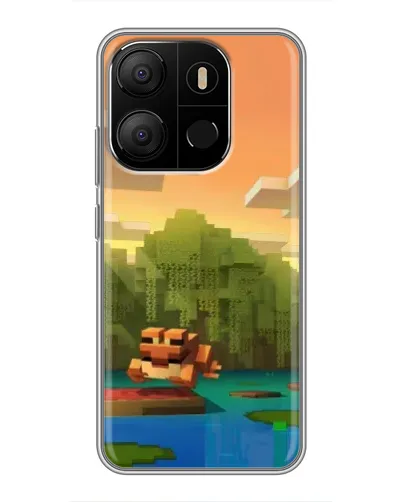 Чехол для TECNO Pop 7 с картинкой «Майнкрафт закат солнца»