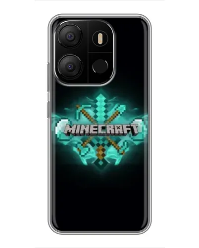 Чехол для TECNO Pop 7 с картинкой «Minecraft Diamond лого»