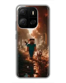 Чехол для TECNO Pop 7 с картинкой «Стив в лесу»
