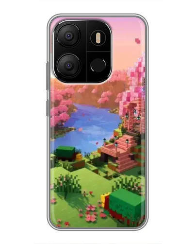 Чехол для TECNO Pop 7 с картинкой «Розовое дерево Minecraft»