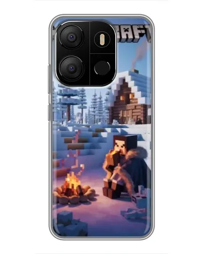Чехол для TECNO Pop 7 с картинкой «Зимний Minecraft»