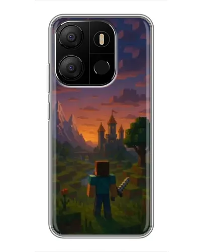 Чехол для TECNO Pop 7 с картинкой «Стив у башни»