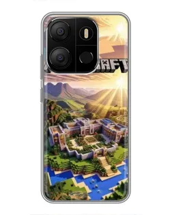 Чехол для TECNO Pop 7 с картинкой «Minecraft панорама»