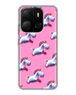 Чехол для TECNO Pop 7 с картинкой «Единороги на розовом»