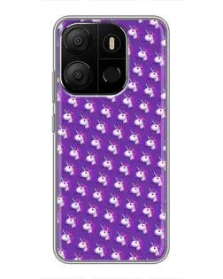Чехол для TECNO Pop 7 с картинкой «Единороги на фиолетовом»
