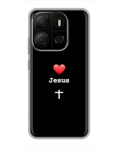 Чехол для TECNO Pop 7 с картинкой «Сердце - Jesus»