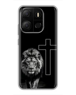 Чехол для TECNO Pop 7 с картинкой «Лев и Крест»
