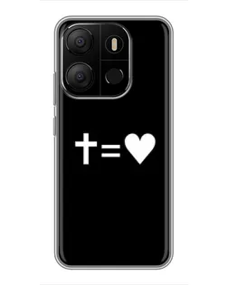 Чехол для TECNO Pop 7 с картинкой «Крест и Сердце»