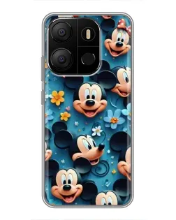 Чехол для TECNO Pop 7 с картинкой «Паттерн Микки и Минни»