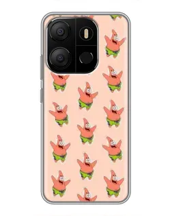 Чехол для TECNO Pop 7 с картинкой «Патрик Стар паттерн»