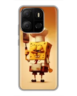 Чехол для TECNO Pop 7 с картинкой «Губка Боб повар»