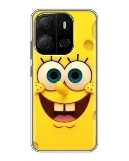 Чехол для TECNO Pop 7 с картинкой «Губка Боб улыбка»