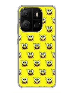 Чехол для TECNO Pop 7 с картинкой «Паттерн Губка Боб»