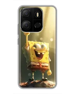 Чехол для TECNO Pop 7 с картинкой «Сияющий Спанч Боб»