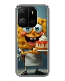 Чехол для TECNO Pop 7 с картинкой «Повар Спанч Боб»