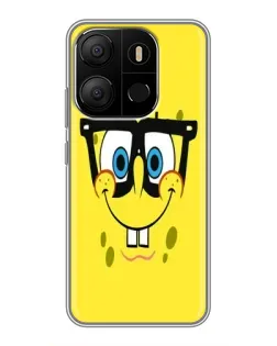 Чехол для TECNO Pop 7 с картинкой «Минималистичный Спанч Боб»
