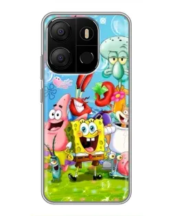 Чехол для TECNO Pop 7 с картинкой «Губка Боб и друзья»