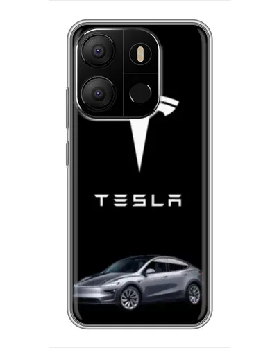 Чехол для TECNO Pop 7 с картинкой «Tesla Model Y»