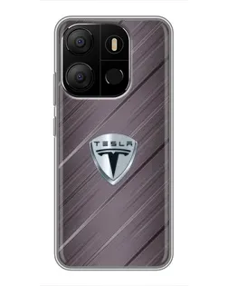 Чехол для TECNO Pop 7 с картинкой «Металлическая текстура Tesla»