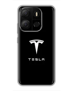 Чехол для TECNO Pop 7 с картинкой «Tesla White Logo»
